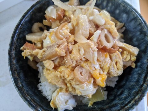 ちくわと刻み揚げの卵丼